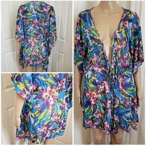 NEW! Tropical Floral Print Swim Cover Up - M